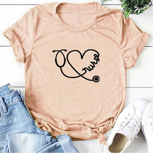 Sweet Casuals - Funny Heart Love Print Short Sleeve Casual T Shirt - Chicilook