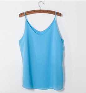 Chiffon Sexy Sleeveless Top Plus Size Summer Halter Tops - Chicilook