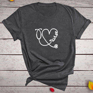 Sweet Casuals - Funny Heart Love Print Short Sleeve Casual T Shirt - Chicilook