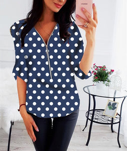 Sweet Casuals - Elegant Long Sleeve Print V-Neck Blouse ( S to 5XL) - Chicilook