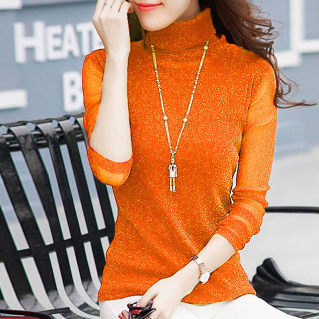 Sweet Casuals - Mesh Shining Blouse Long Sleeve - Chicilook