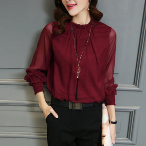 Sweet Casulas - Chiffon Blouse Long Sleeve - Chicilook