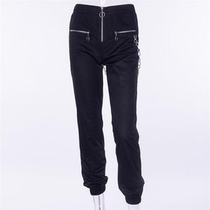 Funcky Girl - Zipper Streetwear Bottom Pants with chain - Chicilook