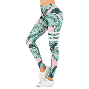 Fit Tracker - Leaf Printed High Waist Legging - Chicilook