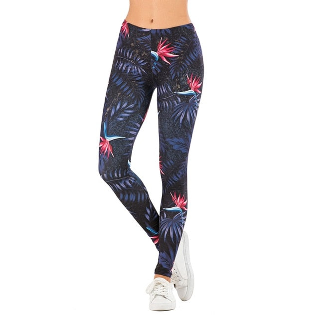 Fit Tracker - Leaf Printed High Waist Legging - Chicilook