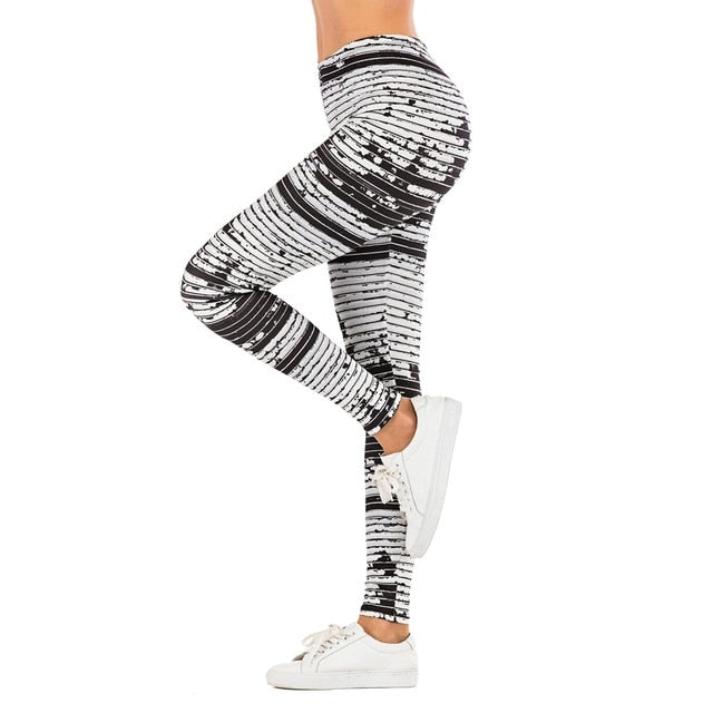 Fit Tracker - Leaf Printed High Waist Legging - Chicilook