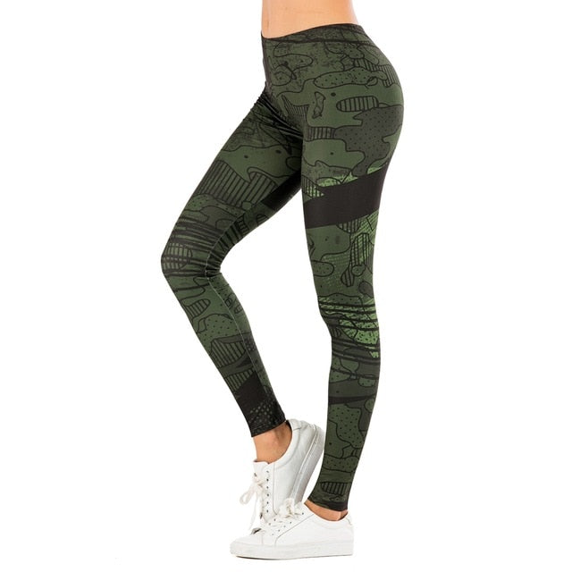 Fit Tracker - Leaf Printed High Waist Legging - Chicilook