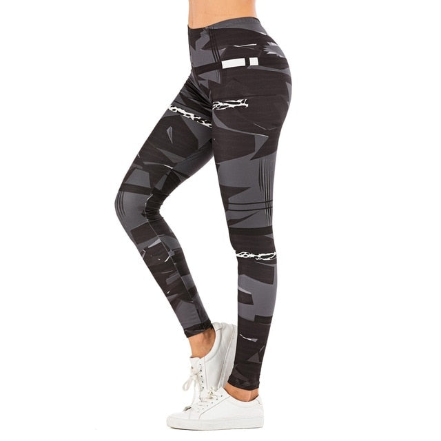 Fit Tracker - Leaf Printed High Waist Legging - Chicilook