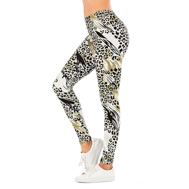 Fit Tracker - Leaf Printed High Waist Legging - Chicilook