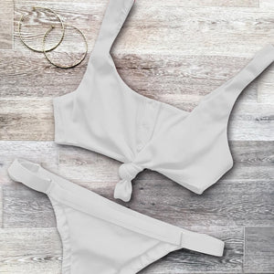 Bowknot Bikini Set with Button Swimwear - Chicilook