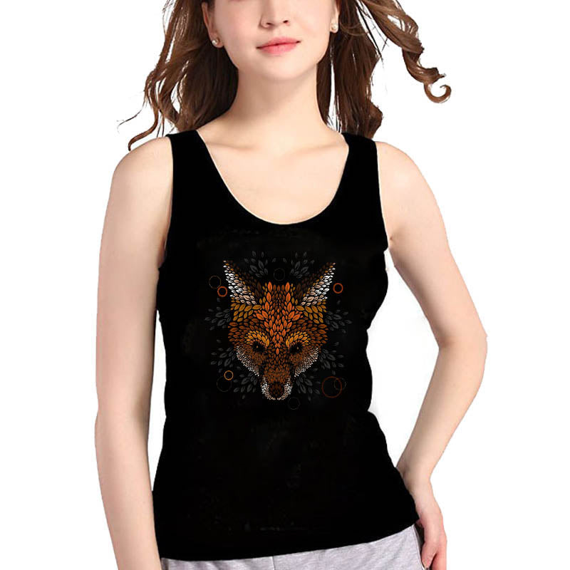 Digital Fox Print Women Sleeveless Tank Tops Summer Collection - Chicilook